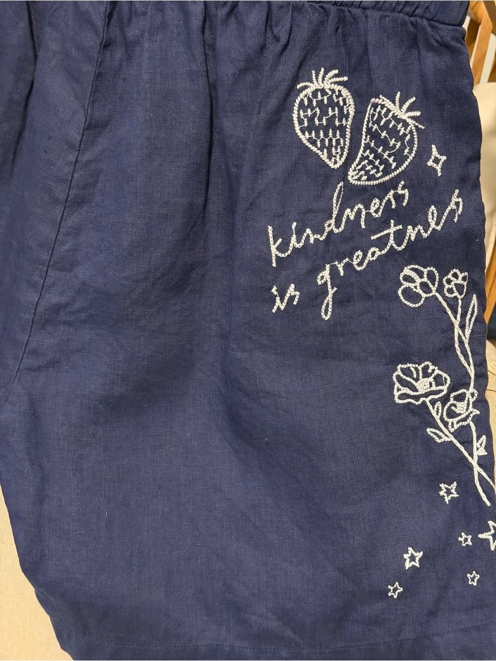 Johnny Was Sovanna Embroidered Linen Shorts – Navy Blue – Boho - Size Small